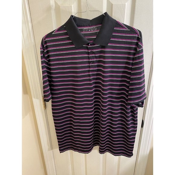Nike Golf Dri-Fit Men's Purple Striped Polo Golf Shirt Size xl - Picture 2 of 7